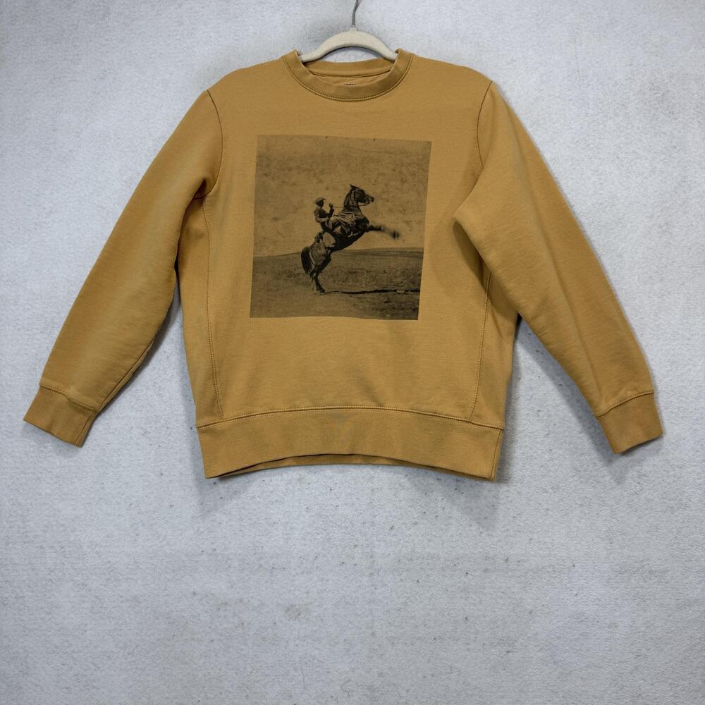 Campfire Couture Sweatshirt Womens Small Yellow Western Horse Graphic Pullover